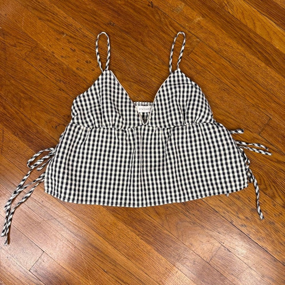 Black And White Gingham Spaghetti Strap Tank Top Women's M